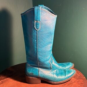Turquoise Born Leather Western Boots, Women’s size 8